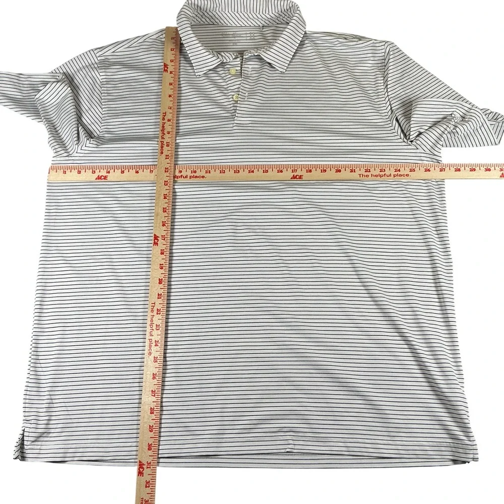 Walter Hagen 11 Majors Mens XXL Golf Polo‎ Shirt White Black Striped Performance